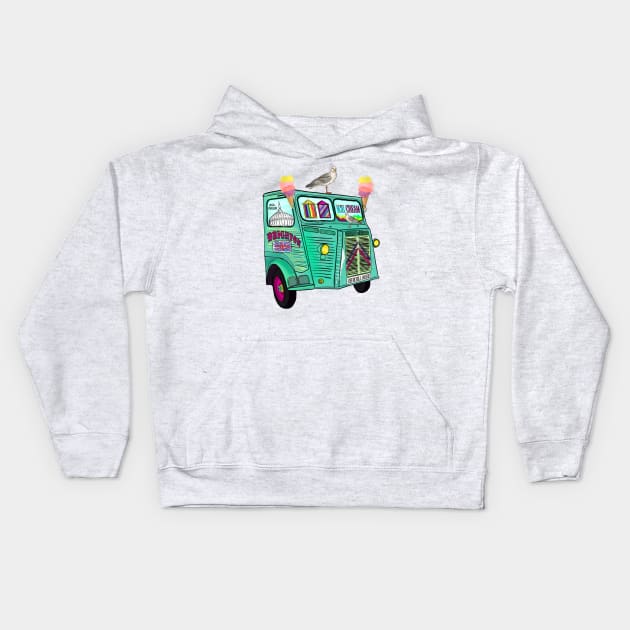 Brighton Ice Cream Trolley Kids Hoodie by osmansargin